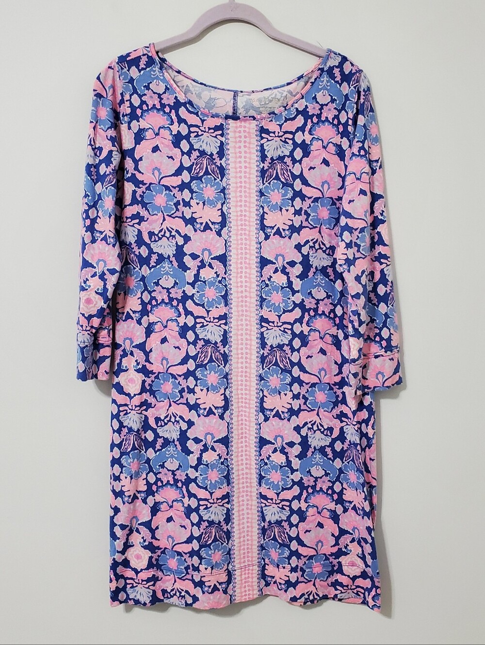 Lilly Pulitzer Marlowe Shift Dress Pink Blue Werk It Print Pima Cotton Large